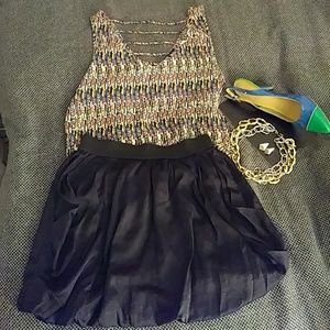 Akira Black Parachute Skirt